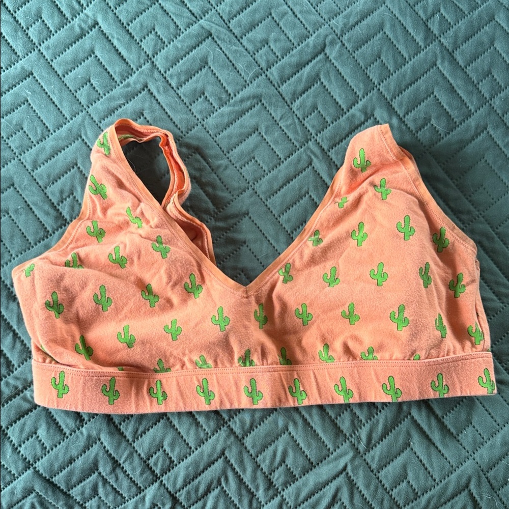 MeUndies Peach Sports Bra with Cactus Design
